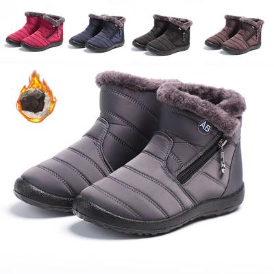 Schnee Damenstiefel Bequeme Damenstiefel Wasserdichte Damenschuhe Reißverschluss Schuhe Frau Weiches Fell Damen Winterstiefel Botas Mujer
