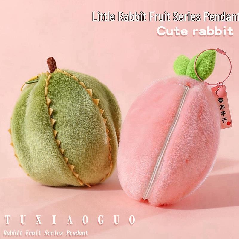 Little Rabbit Plush Keychain: Cute Fruit Pendant Toy for Women