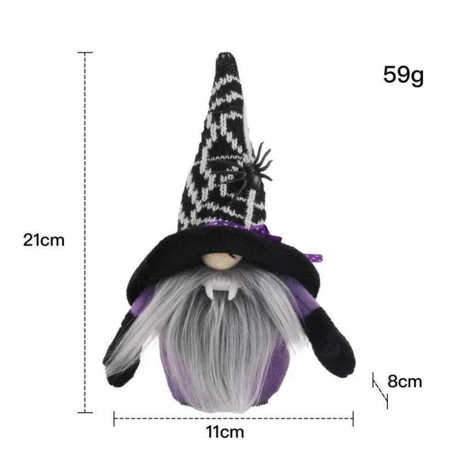1 Pcs Cute Faceless Gnome Mini Figurines Halloween Tabletop Decor With Spider Bat Pattern Indoor Home Party Holiday Ornament