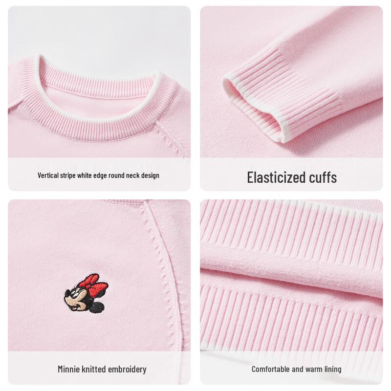Disney Girls' Embroidered Crewneck Knit Sweater