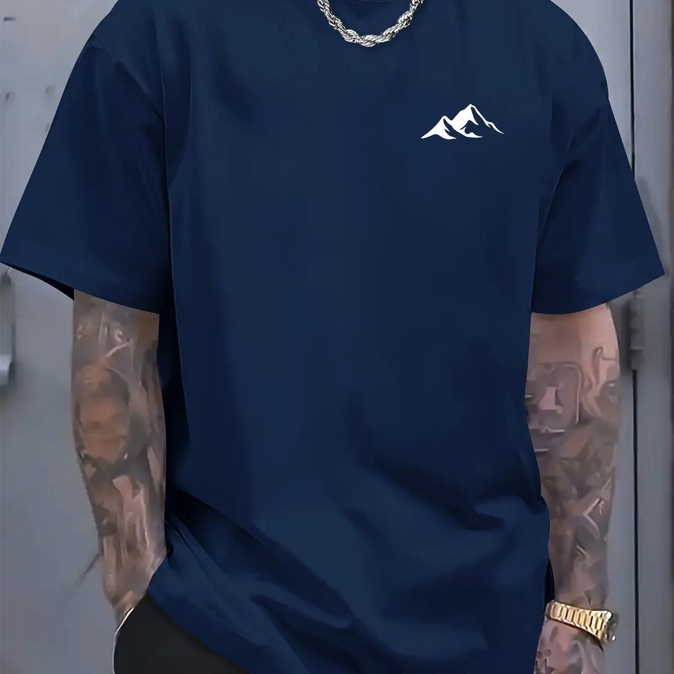 

Mens Summer 100 Cotton Fashion Casual Loose Mountainpatterned Printed Sports Roundneck Shortsleeved Tshirt Soft Breathable 4XL