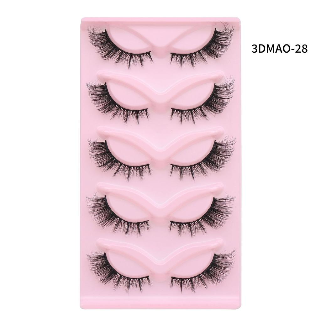 XF 5 Pairs Fox Eye Lashes 3D Silk Fluffy Faux Mink False Cat Eyelashes Custom Packaging Box with Private logo
