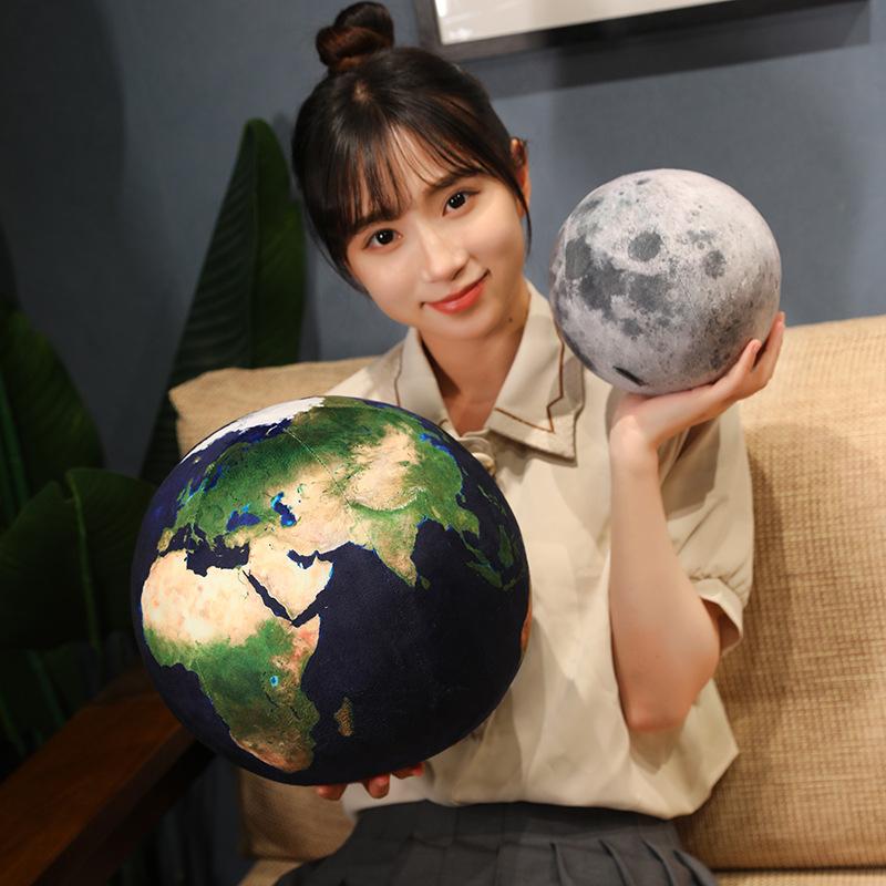 Creative Planet Plush Throw Pillow Toy Simulation Earth Moon Sun Plushies Cushion Home Decor Anime Soft Stuffed Kids Toys Gifts