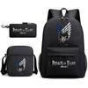 Attack Giant Elementary School Bag Backpack Casual School Bag Three-piece Set