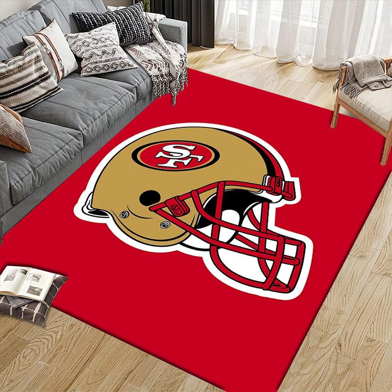 San Francisco 49ers Flanell bedruckter Teppich, Heim-Sofadekoration für Wohnzimmer & Schlafzimmer, Rutschfeste Spiel-Flanell-Fußmatte für Spielzimmer
