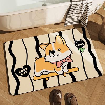 Diatom Mud Cartoon Non-slip Bathroom Bathroom Floor Mat, Water-absorbing and Dirt-resistant Door Floor Mat