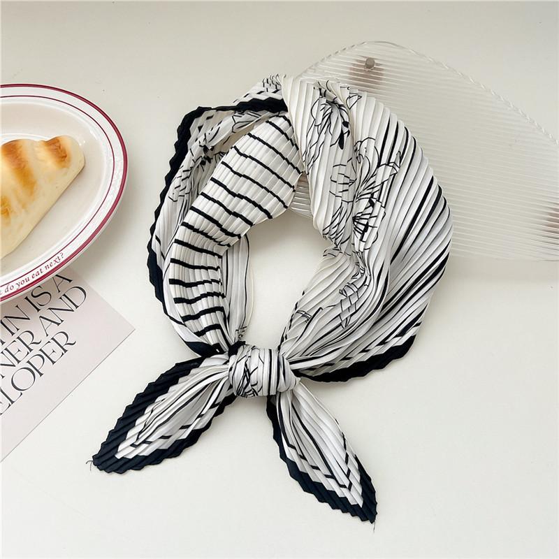 70cm Crumpled Scarf Kerchief Print Square Scarves Women DIY Hair Band Ribbon Headscarf Bandanas Headband Neck Wraps Neckerchief