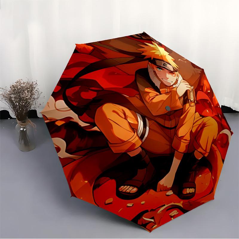1pc Naruto Nine Tails Automatic Folding Umbrella, Automatic Folding Umbrella with 8 Ribs, Convenient for Outdoor Use  062