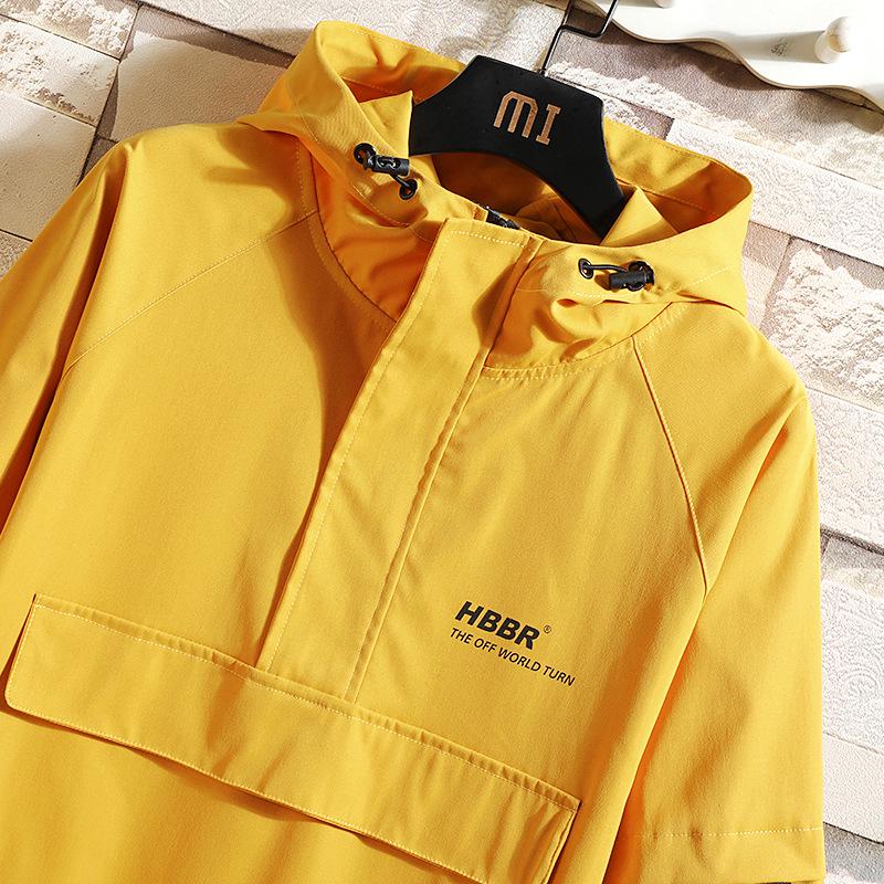 Men's Trendy Hooded Half-Zip Windbreaker Jacket - Spring/Autumn Streetwear