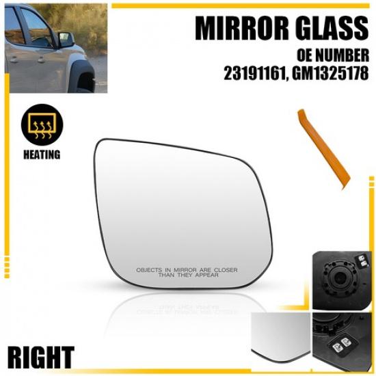 Mirror Glass For 2015- Chevrolet Colorado GMC Canyon Right Side Heated