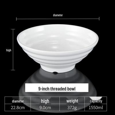 RuHan A8 9-inch White Melamine Noodle Bowl - 5 Pack