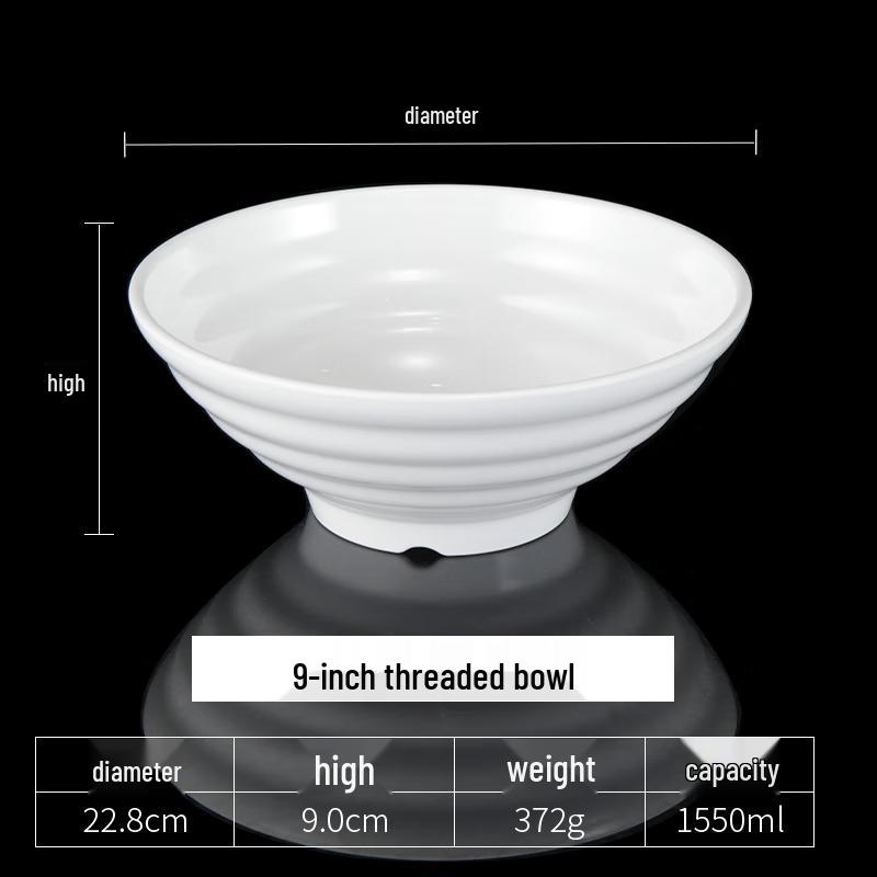 RuHan A8 9-inch White Melamine Noodle Bowl - 5 Pack