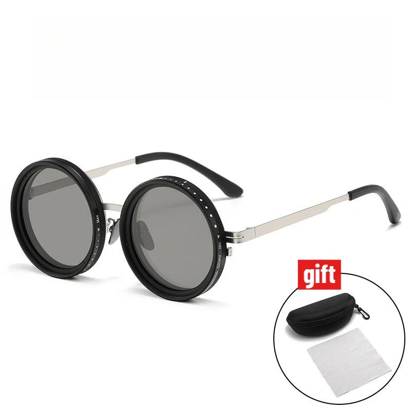 Adjustable Sunglasses For Men Rotating Light-Reducing Sunglasses Trendy Round-Frame Outdoor Fishing Sunglasses