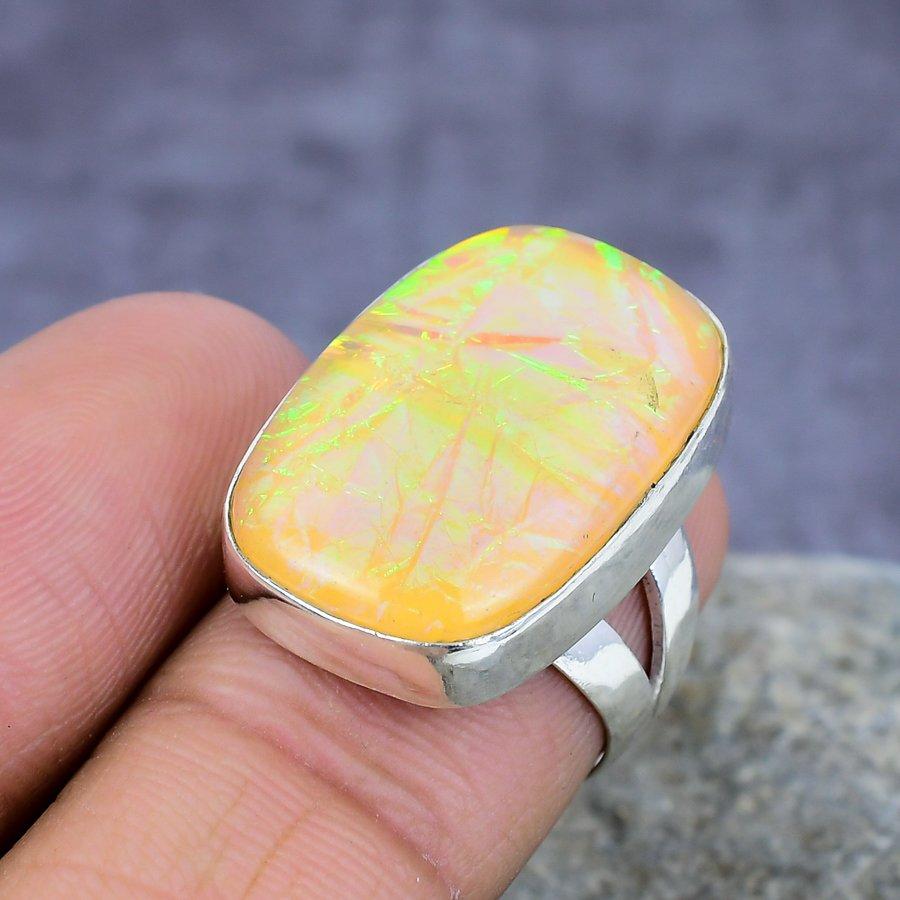 

Orange Triplet Opal Gemstone Handmade 925 Sterling Silver Jewelry Изысканное кольцо