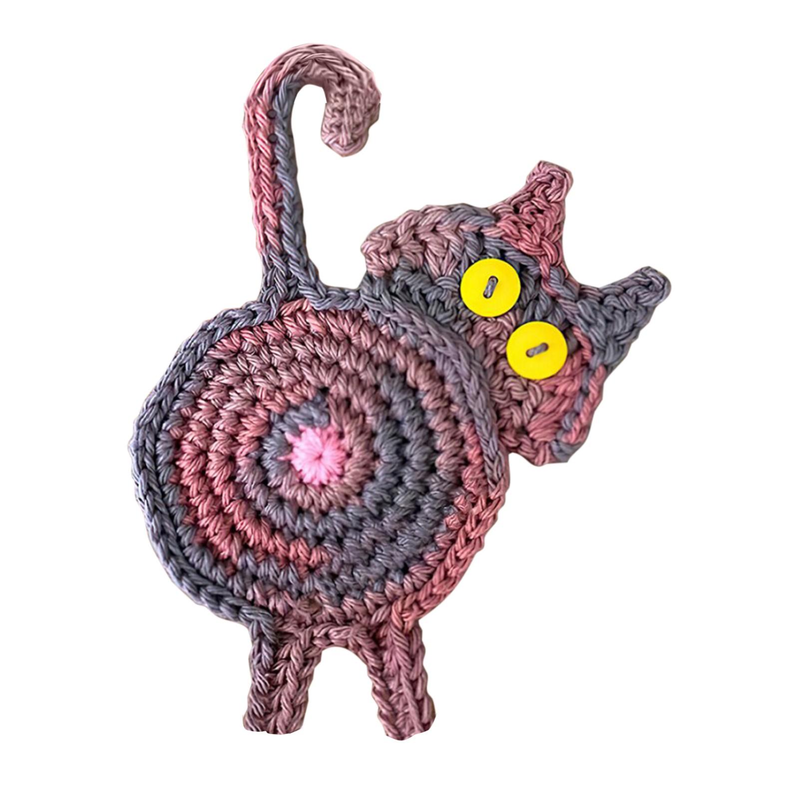 Подставки под кошачью задницу забавная подушка для питья в виде кошачьей попки вязаная подушка ручной работы подарок для любителей кошек 764₽