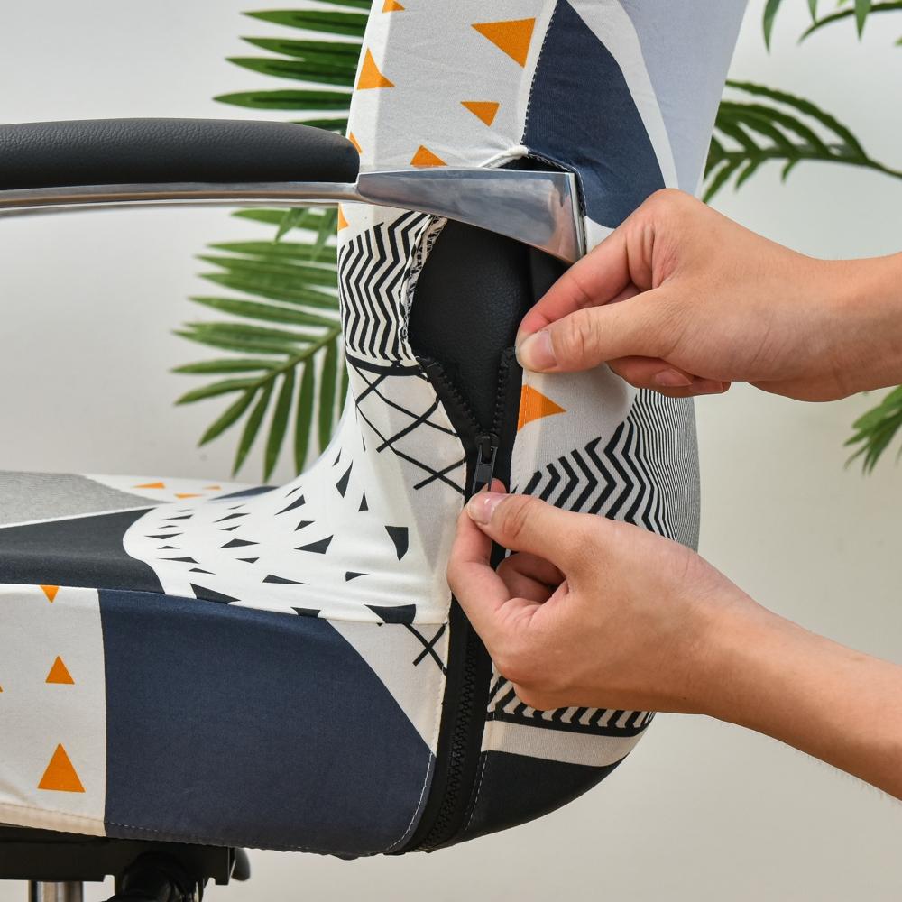 Potah kancelářské židle s odolným zipem, potištěný omyvatelný roztažitelný potah na psací stůl, potah na počítačovou židli s vysokým opěradlem, potah na sedák kancelářské židle