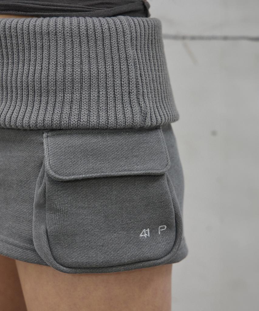 Sailpeulei Folded Knit Skirt Shorts / Charcoal