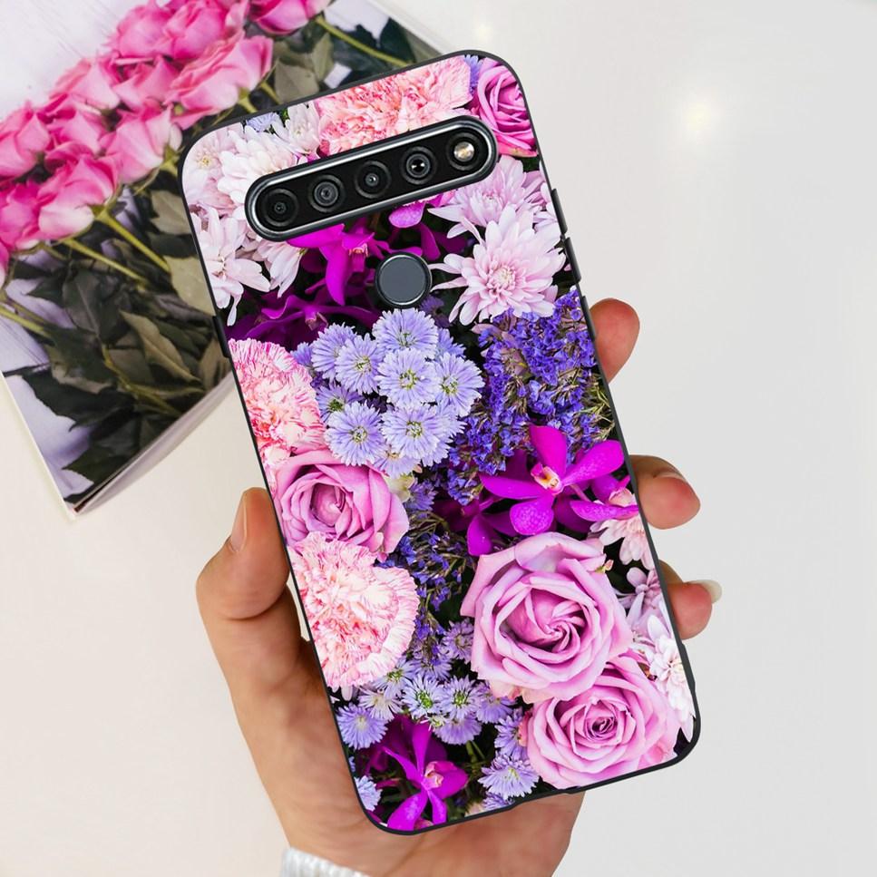 For LG K41S K 41S Case 2020 Black Silicone Cute Fashion Flower Shockproof Bumper For LGK41S LM-K410 Phone Back Cover 6.55" Funda