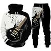 Rock Music Guitar 3D Print Hoodie/Suit Men's Tracksuit Casual Sweatshirts+Pants Set Hip Hop Streetwear Spring Autumn Clothing