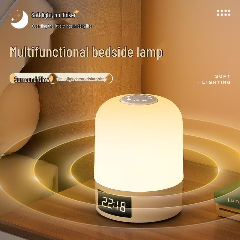 Touch Control Bedside Lamp: Eye-Friendly Night Light with Clock & Remote for Baby Feeding and Sleep