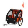 Kinderfietskar met 2 Zitplaatsen, 2 Veiligheidsgordels, Stalen Frame en Oranje Oxford Stofhoes