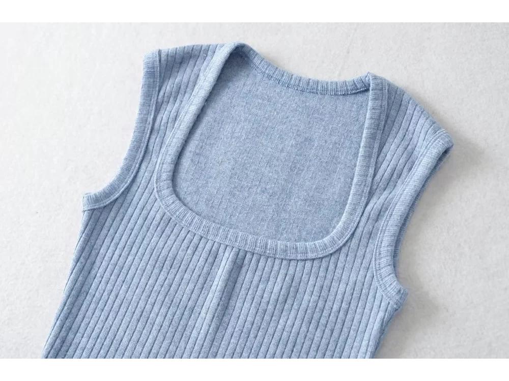 2023 Summer Square Neck Bodycon Cashmere-Texture Women's Slimming Vest