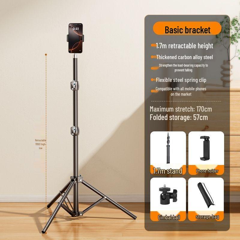 Venkovní multifunkční stojan na telefon s trojnožkou a doplňkovým světlem