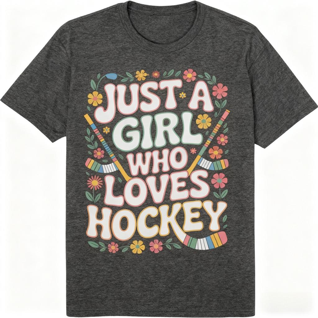 Just A Girl Who Loves Hockey Proud Female Hockey Players Comfort Colors Adult Heavyweight Unisex Fashion Loose Cotton T-Shirt