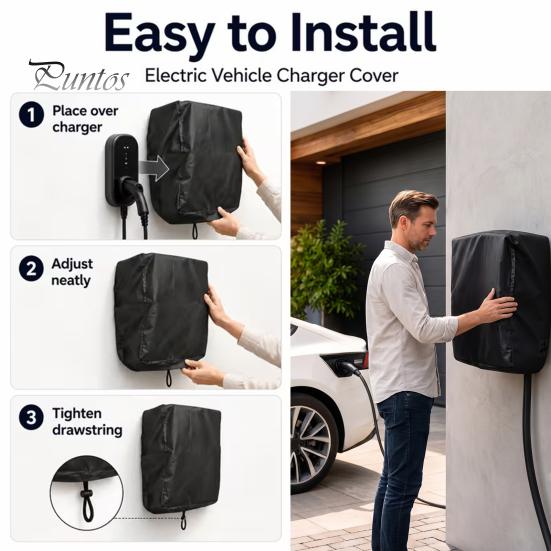 Protective Cover for Home Charging Pile Car Station Dust Cover, Universal Waterproof Oxford Cloth Ev Shield, Drawstring Design Wall-mounted