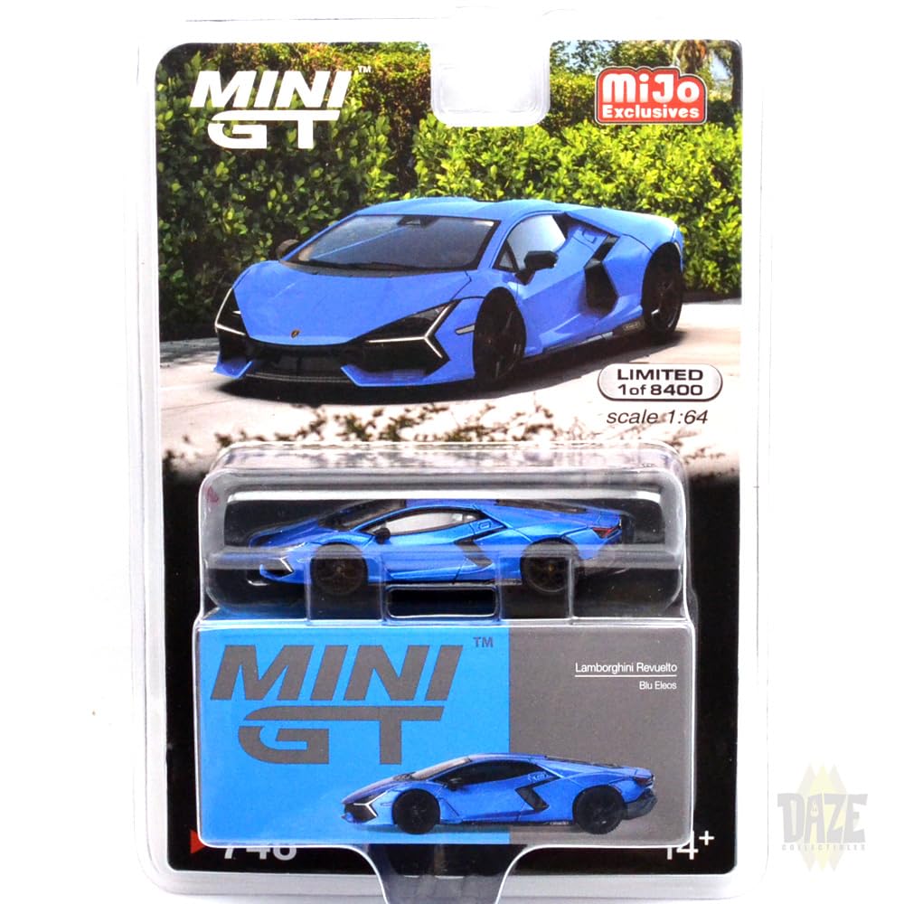 MINI GT 164 Scale MiJo EXCLUSIVE - LAMBORGHINI REVUELTO (BLU ELEOS) MiJo Exclusive