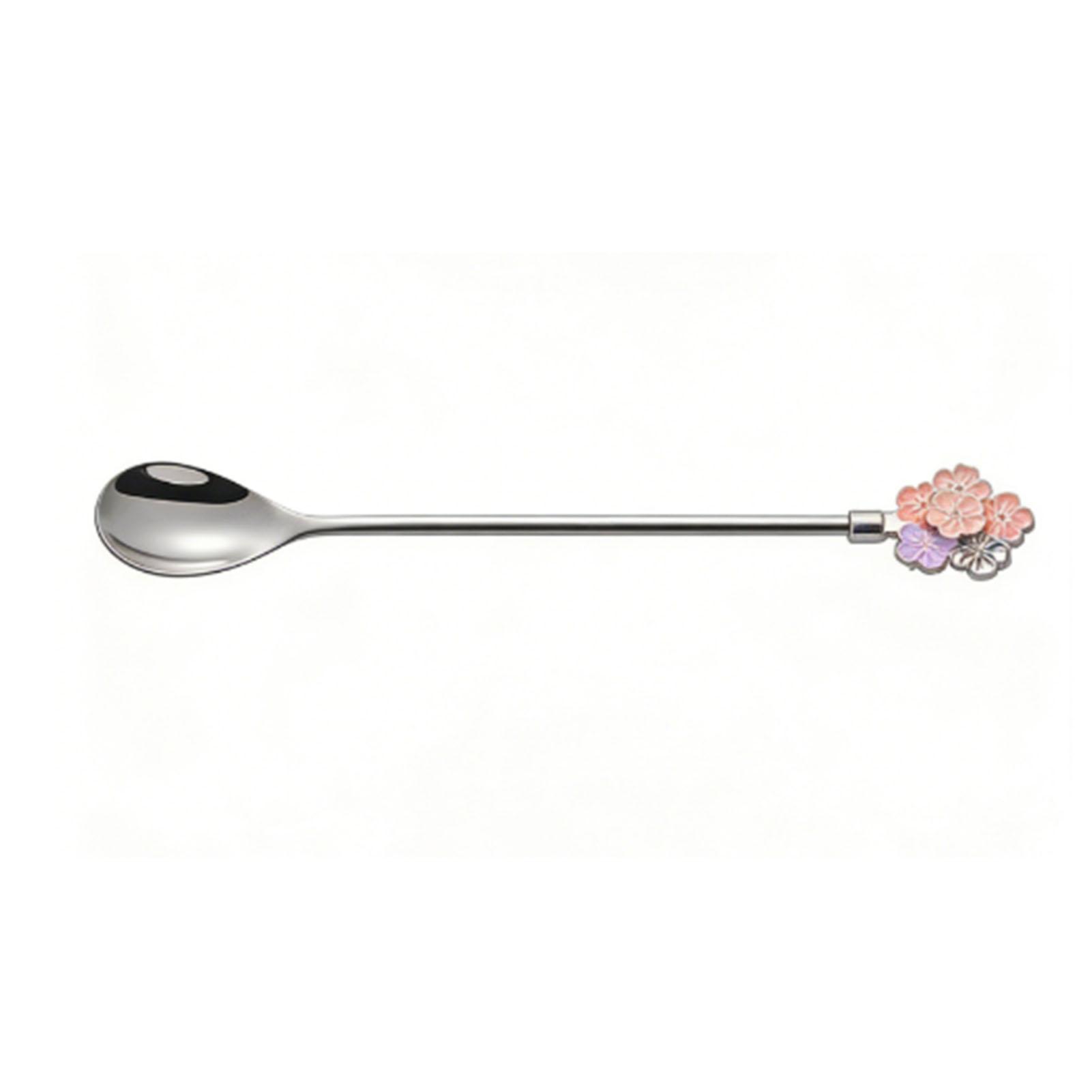 Set de 5 cuillères à café à long manche en acier inoxydable 304 poli, cuillères à dessert pour la cuisine maison, fête 7,76x1,10 pouces Argent