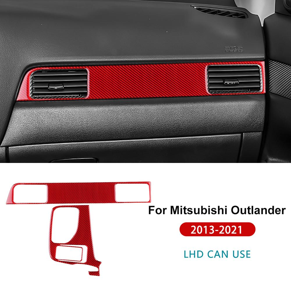 Für Mitsubishi Outlander 2013-2019 2020 2021 Echter Weicher Kohlefaser-Aufkleber Beifahrer-Luftauslassblenden-Verkleidung für LHD RHD