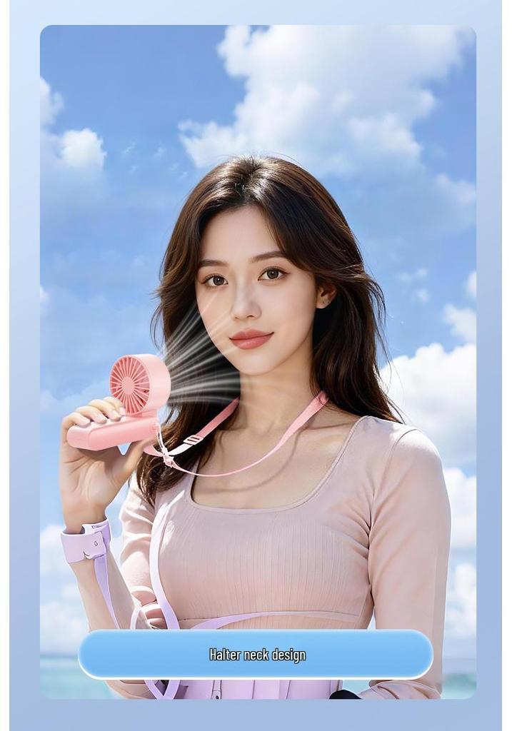 2026 High-Speed Portable Neck Fan: 100 Speeds, USB Rechargeable, Foldable, Strong Wind