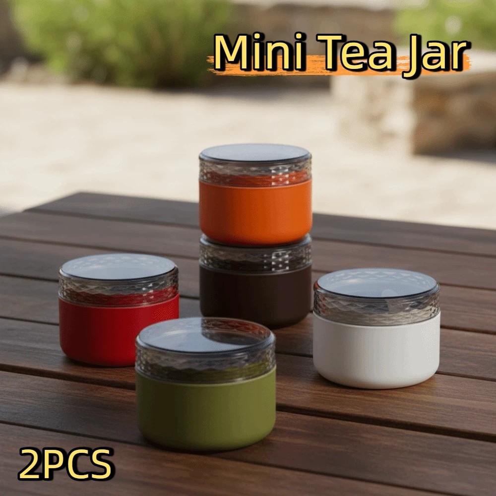 2PCS Tinplate Tea Packaging Cans Acrylic Lid Empty Tea Tin Can Durable Mini Tea Jar Food Storage