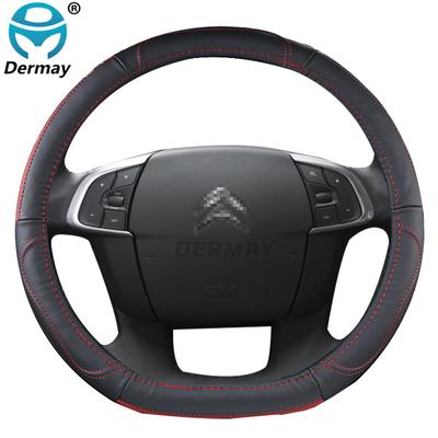 For Citroen C4 Genuine Leather Steering Wheel Cover Natural Cowhide Durable Non-slip Cubre Volante Auto Accessories