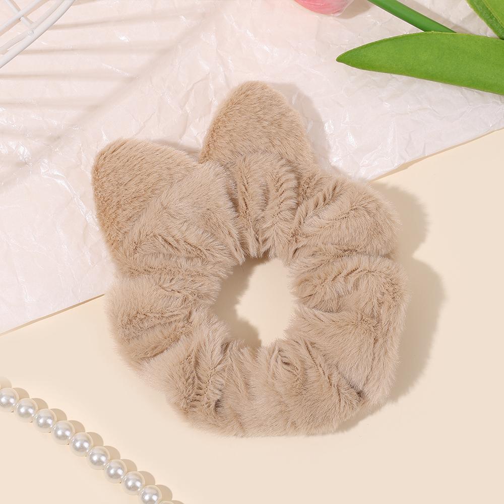 Cat Ear Furry Scrunchies For Girls Women High Elastic Soft Korean Style Hair Tie Ponytail Holder Rubber Band Hair Accessories