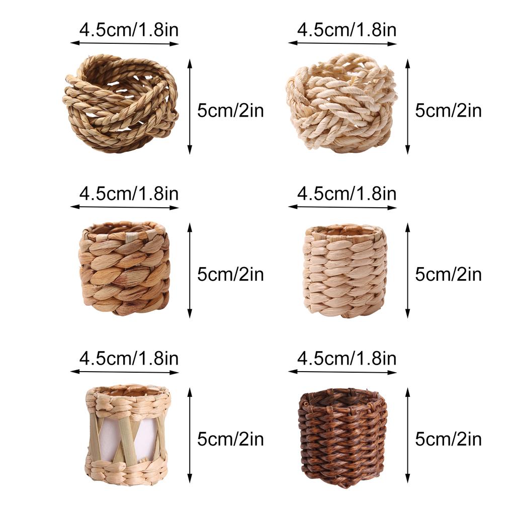 Natürlicher Bambusstroh-Serviettenring Zwirn-Serviette Maisblatt-Serviette