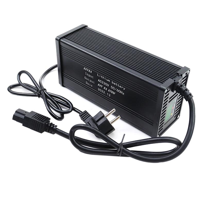 72V 5A 8A 10A 12A 15A 20A Lithium Battery Charger 110V/220V With Fan For 20S 84V E-motorcycle Cells Fast Charging Aluminum Shell