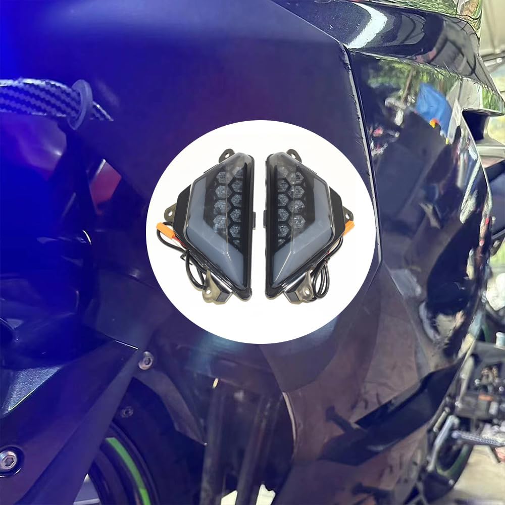 Motorcycle LED Front Turn Signal Light Turn Signals Accessories Competible With Ninja 500 SE 2024-2025 NINJA500 NINJA500 SE (Light smoke)