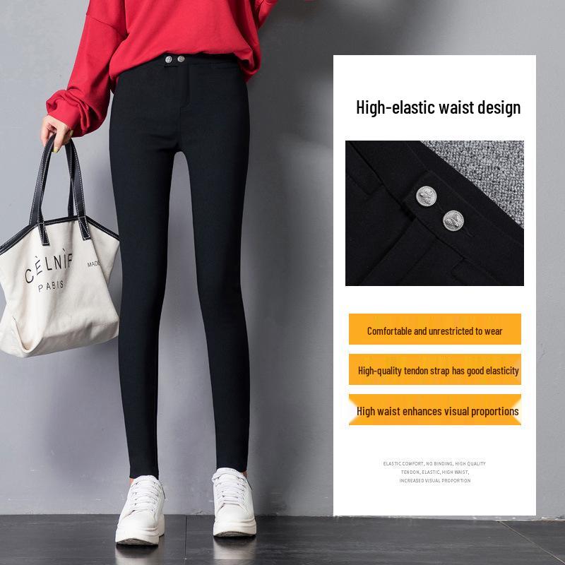 Hohe Taillen Dicke Schwarze Plus Size Leggings für Damen - Schlankmachende Skinny Hosen für Herbst/Winter