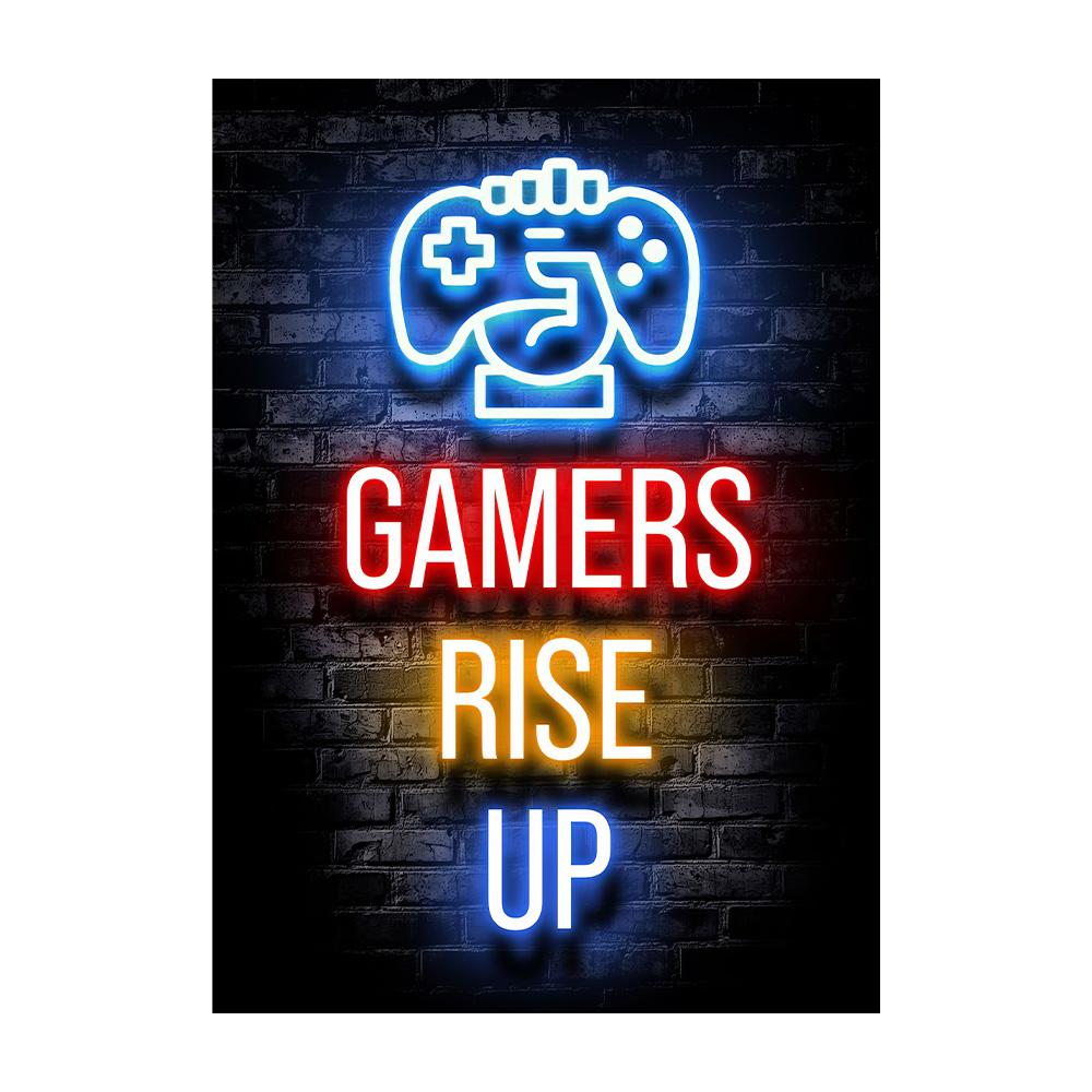 Neon Gaming Gamer Wandkunst Poster Drucke Gamer Leinwandmalerei Leinwandbild für Kinder Jungenzimmer Dekoration Spielzimmer Cuadros
