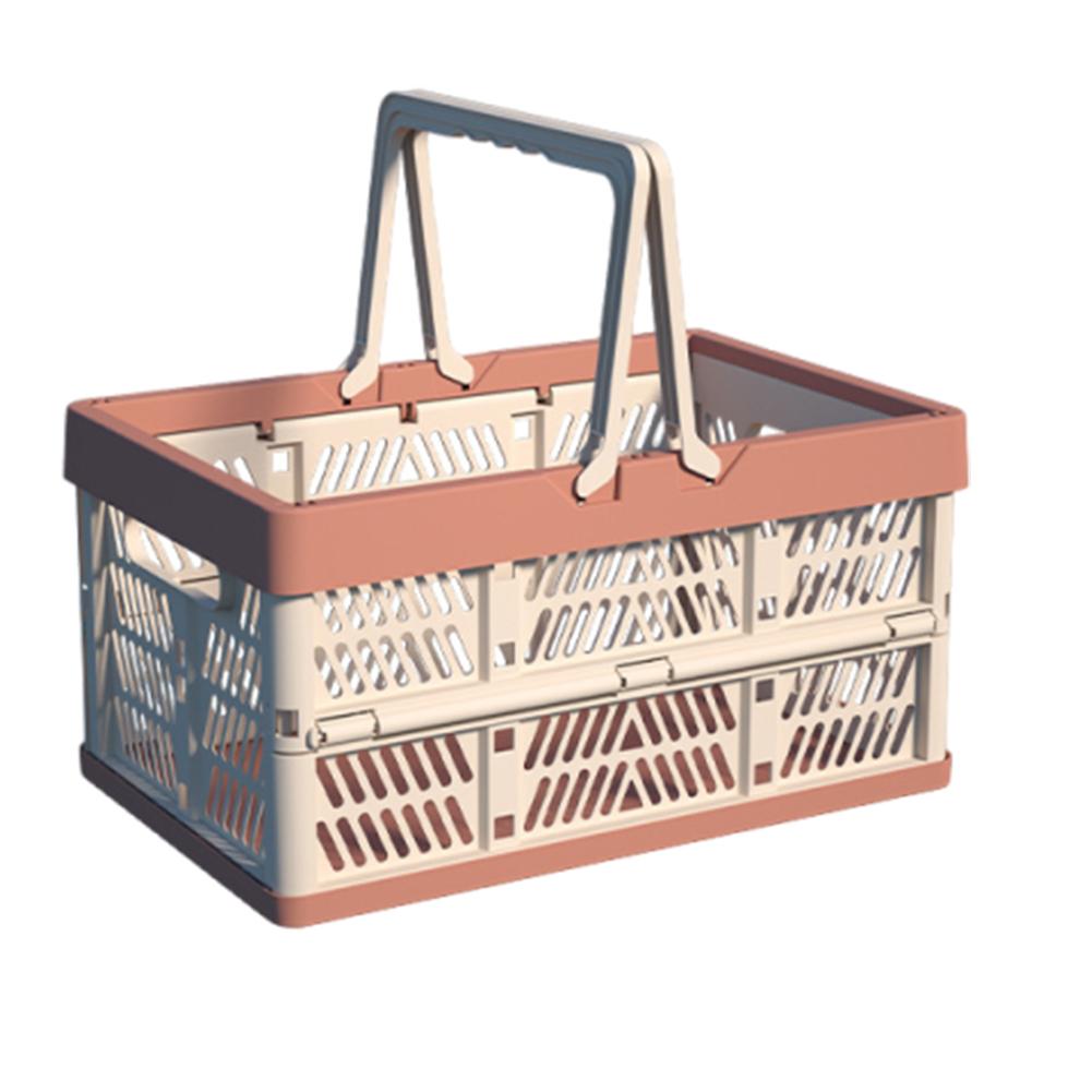 Plastic Collapsible PP Crates with Handles Handle Crate Stackable Picnic Basket for Kitchen Living Room and Desktop Organization