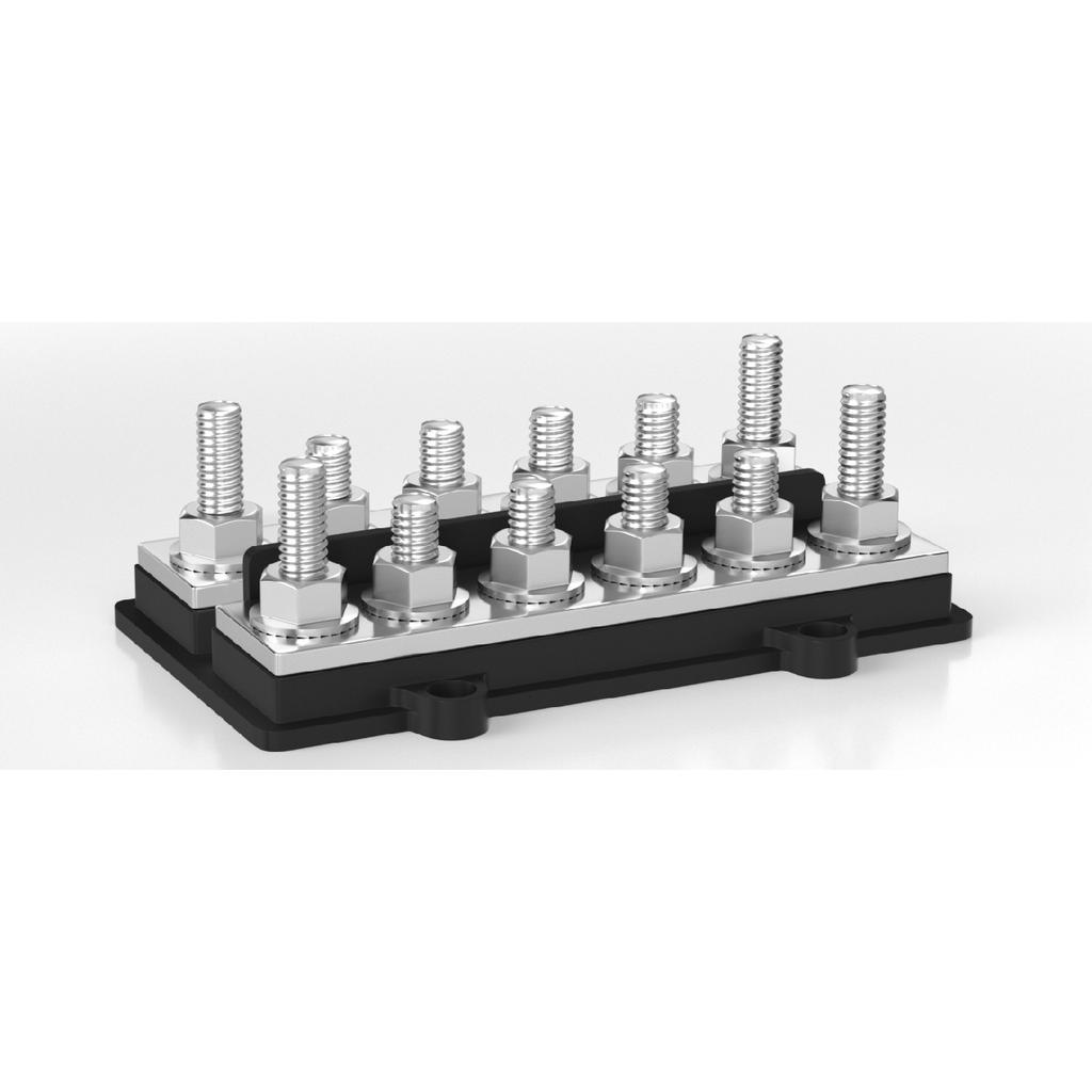 250A Dual Bus Bar 12V Dual Row Bus Bar Power Distribution Block 12 x 5/16" Terminal Studs Positive and Negative Battery Bus Bar