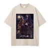 Tsugikuni Yoriichi Kokushibo Print T-shirt Demon Slayer Anime Clothing Men Cotton Tshirts Vintage Washed Tee Harajuku T Shirt