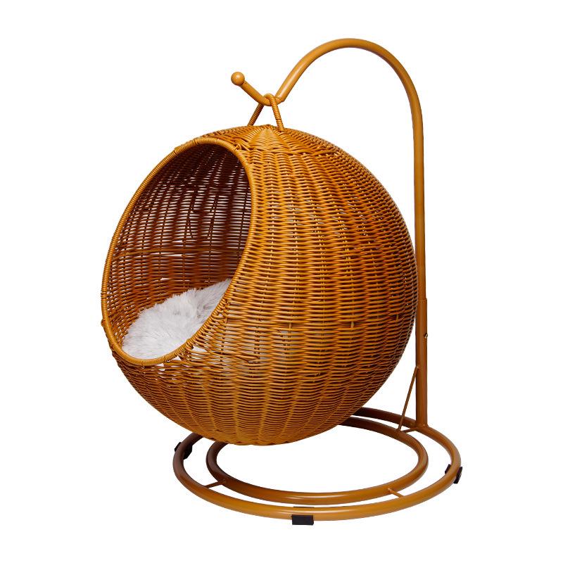 Rattan Cat Villa: Washable, Year-Round Cat House & Dog Bed