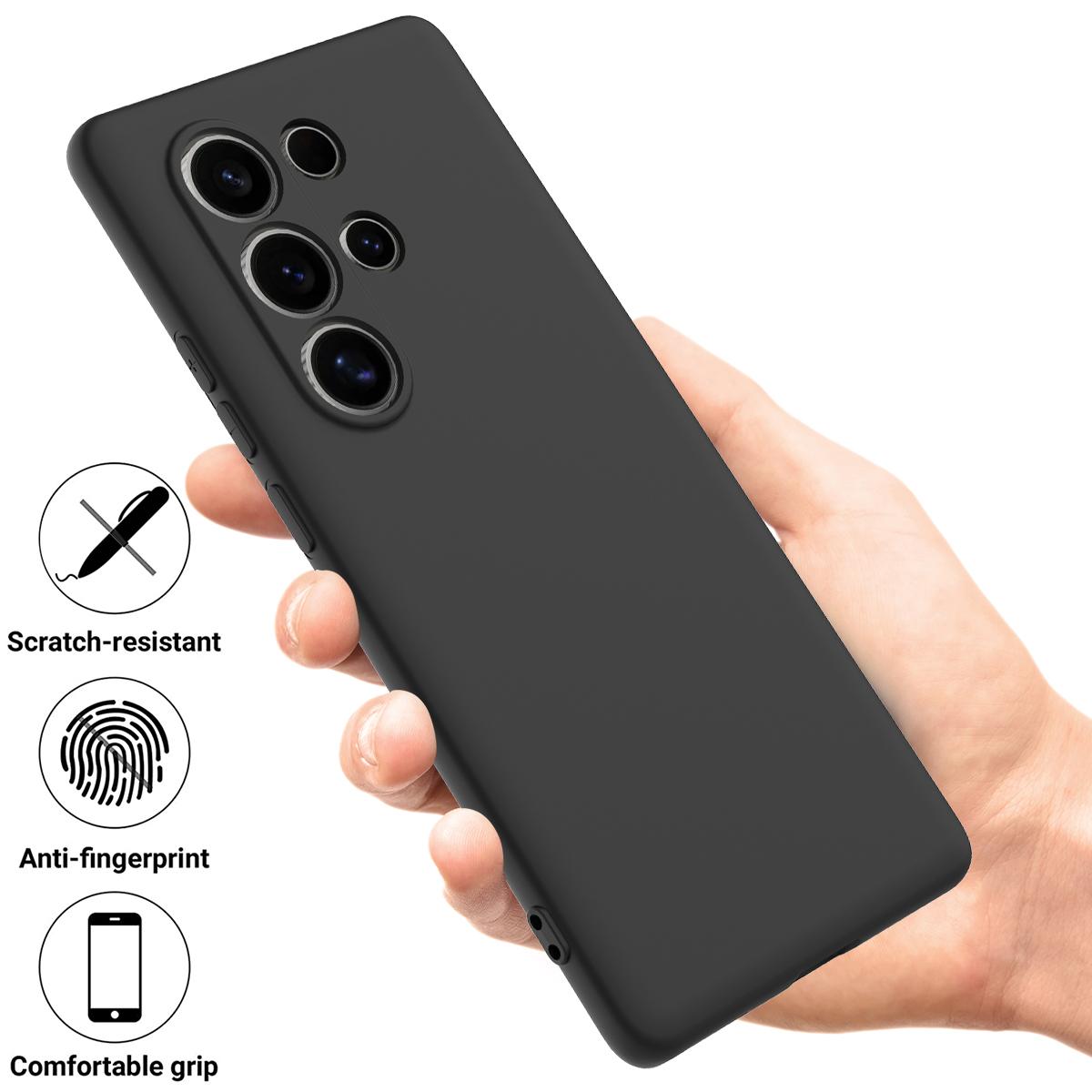 

For itel S25 Ultra Case Liquid Silicone Phone Back Cover with Hand Strap Black