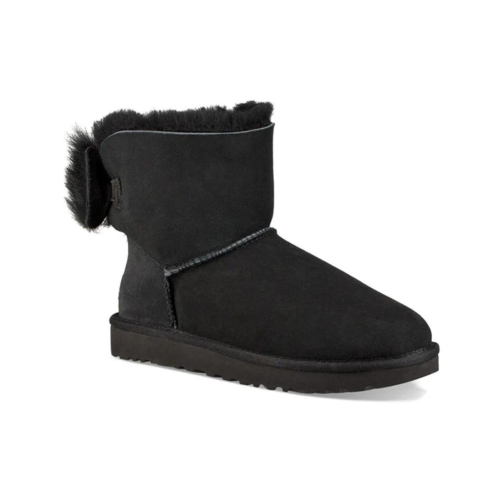 UGG Fluff Bow Mini Fleece Lined Black Women's 1094967-BLK