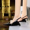 Fashion High Heels Women Sandals Fashionable Patent Leather Pointed Hollow Back Strap High Heeled Sloping Heel Shoes for Women's Shoes