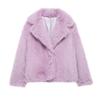 Chaqueta de Mujer con Cuello Solapa, Manga Larga, Corte Holgado, Piel Sintética, Ropa de Abrigo Informal