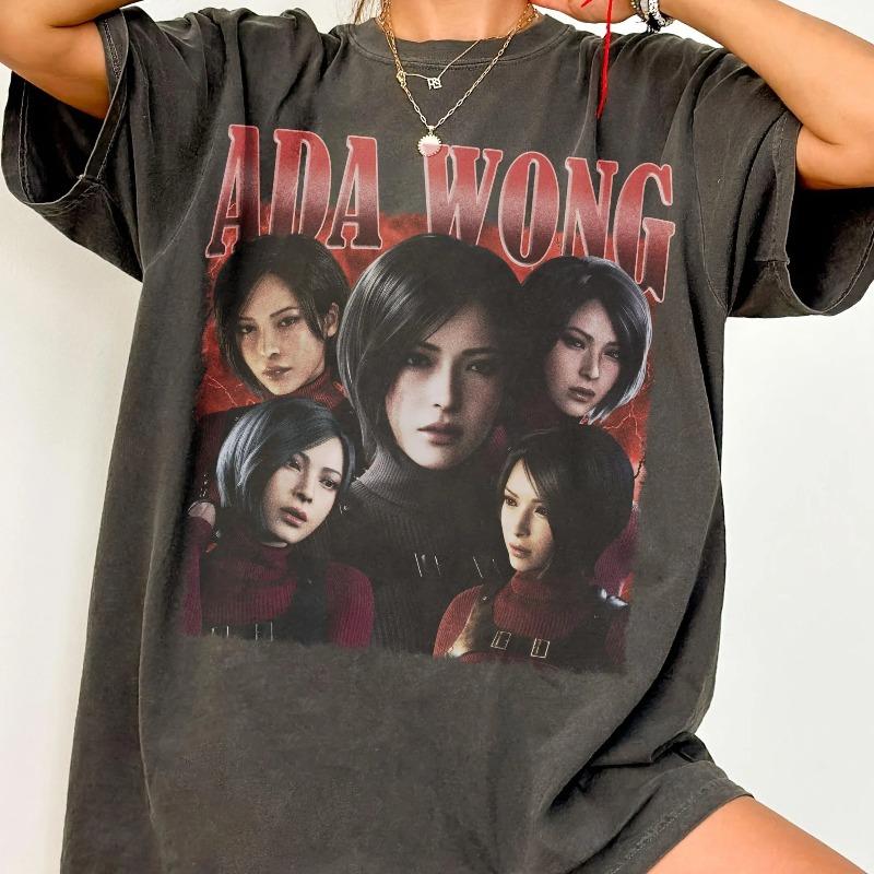 

Винтажная футболка Ada Wong из Resident Evil, футболка с вайфу из игры, уличная одежда, унисекс футболка S